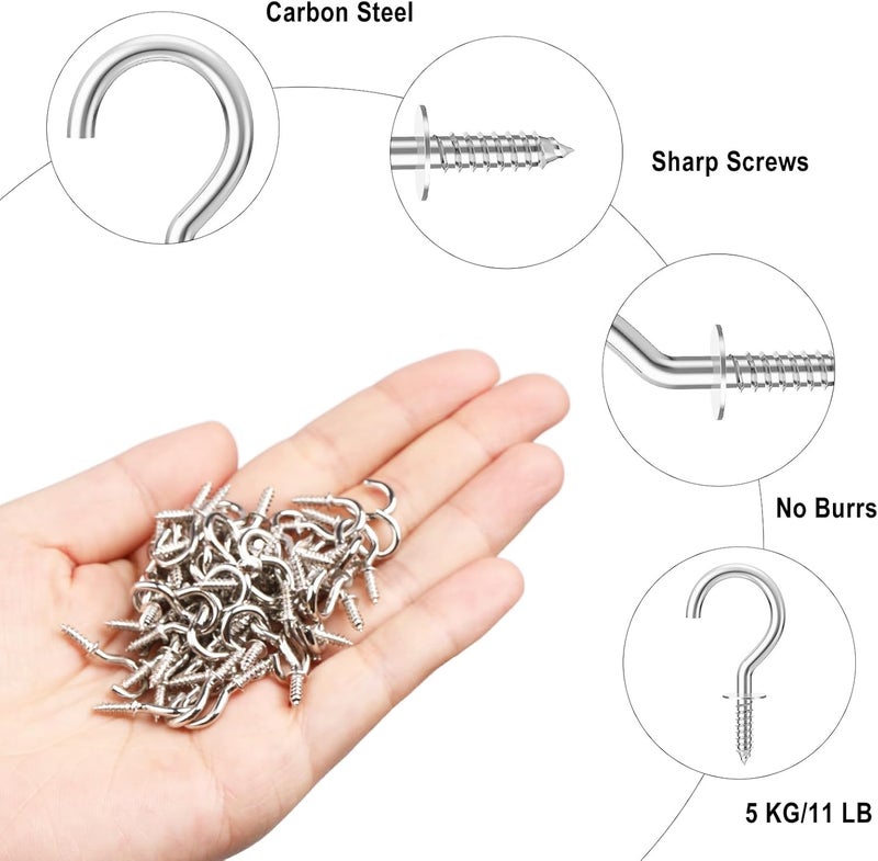 RELBRO 1/2 Inch Small Screw Hooks, Mini Metal Twist in Hooks, Silver, 100 Pcs - Image 4